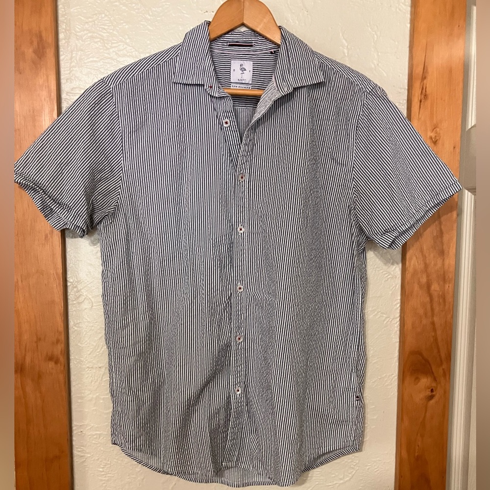 Denim & Flower Navy Striped Button Down Shirt
